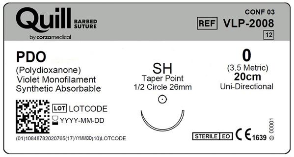 PDO (полідіоксанон), фіолетовий, 0,20см (cm), колюча голка (Taper Point), SH (26мм (mm) 1/2 кола), односпрямований